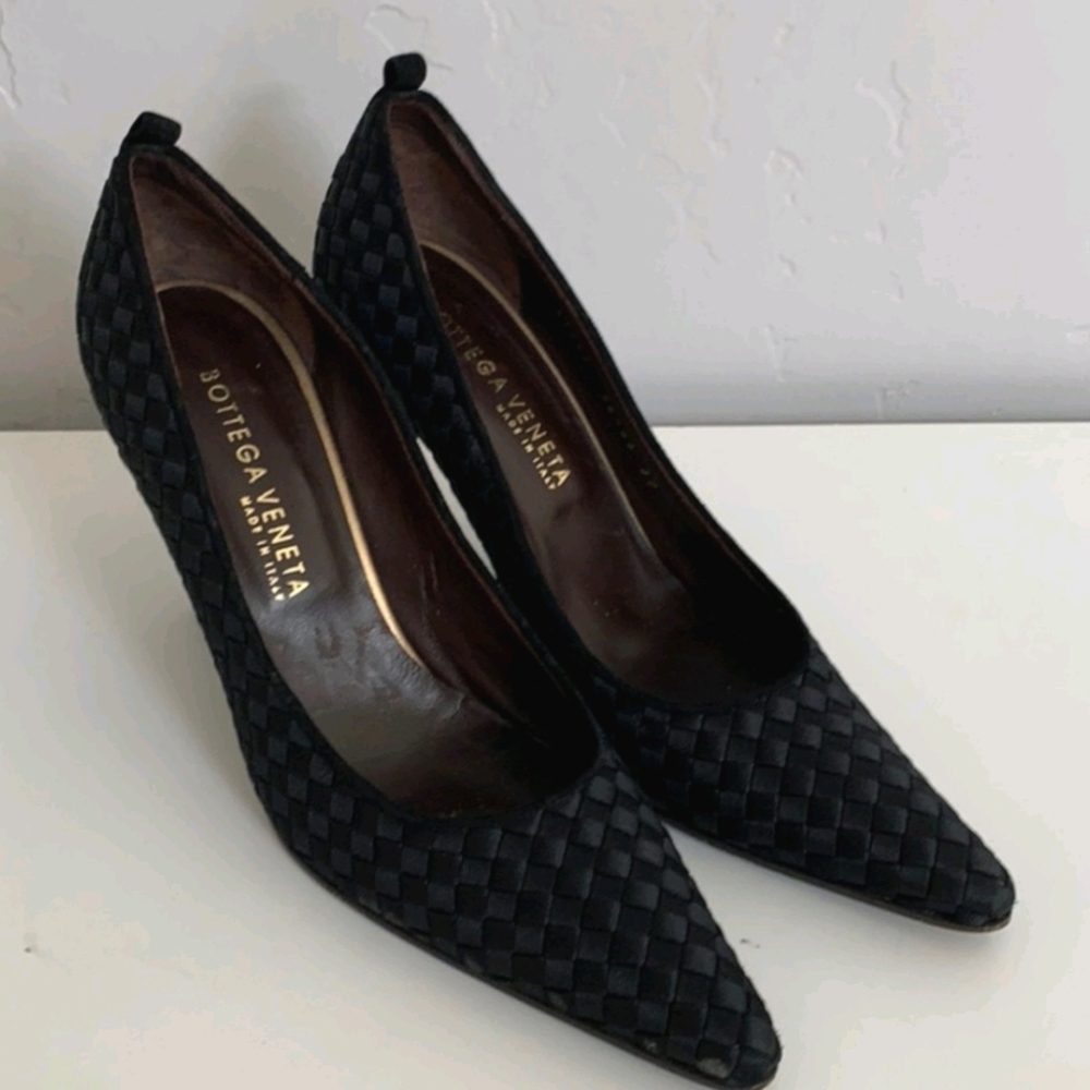 Vintage Bottega Veneta Woven Silk Heels
